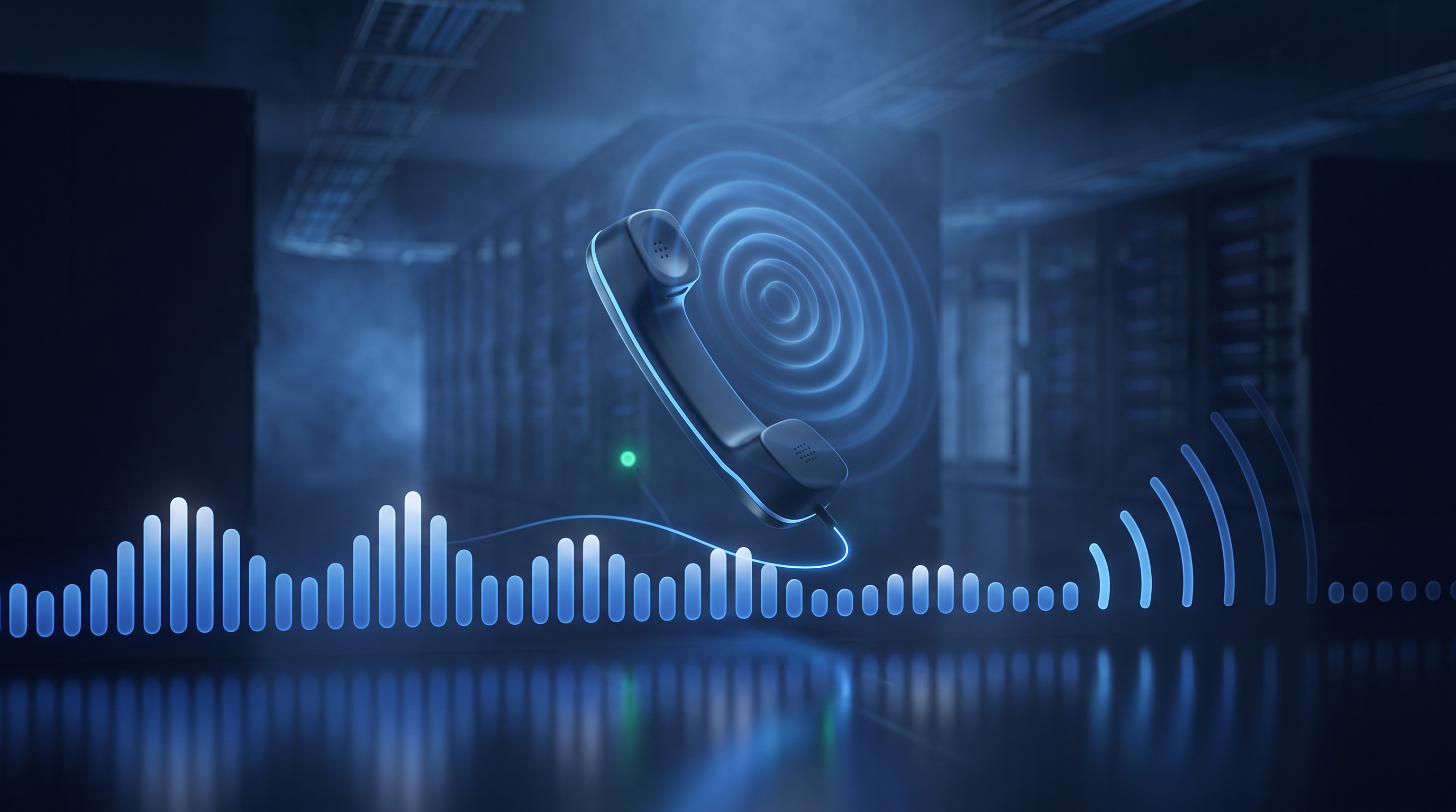 AI reception dashboard in dark navy brand art — ai receptionist for small business